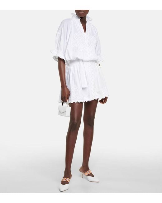 Juliet Dunn White Poplin Blouson Dress