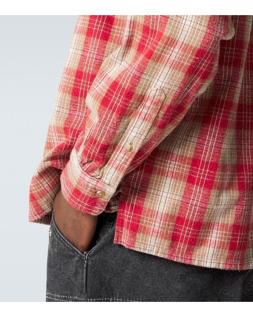 A.PRESSE Red Vintage Cotton And Silk Twill Shirt for men