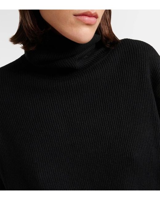 Brunello Cucinelli Black Rollkragenpullover Aus Wolle, Kaschmir Und Seide