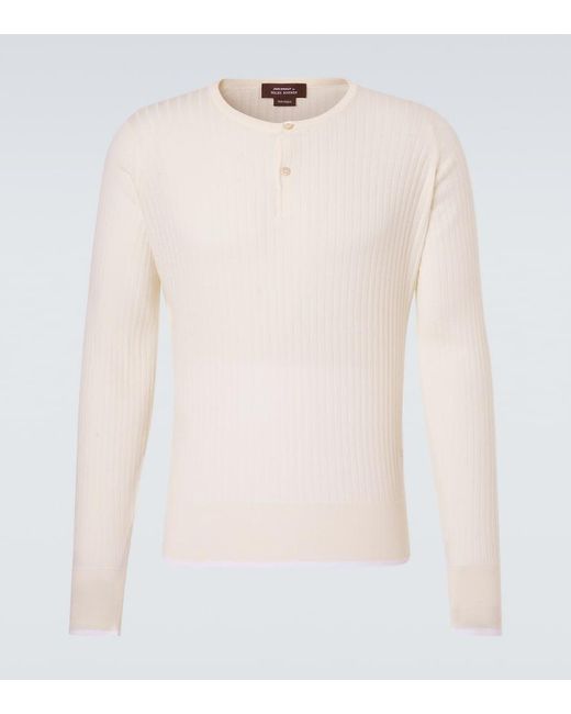 Wales Bonner White Nile Wool And Cotton Henley Shirt for men
