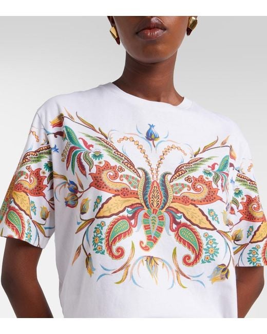 Etro White Printed Cotton Jersey T-Shirt