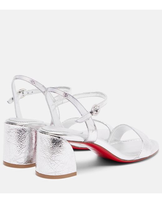 Christian Louboutin White Miss Jane 55 Metallic Leather Sandals