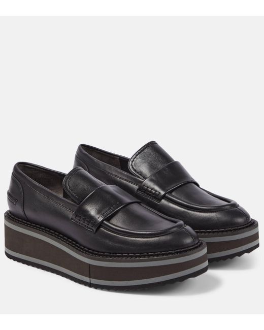 Robert Clergerie Black Bahati Leather Platform Loafers