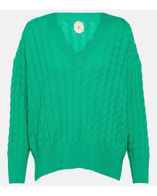 Pullover in lana e cashmere a trecce di Jardin Des Orangers in Green