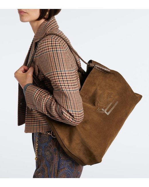Etro Brown Libra Large Suede Tote Bag