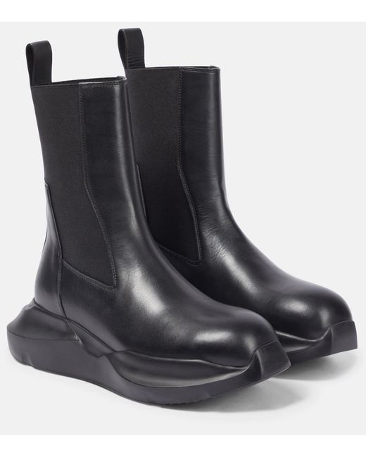 Rick Owens Geth Leather Ankle Boots in Black | Lyst