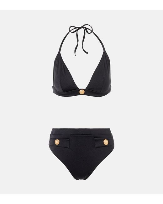 Balmain Black Embellished Bikini