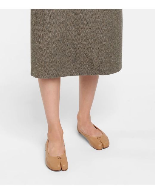 Maison Margiela Brown Tabi Leather Ballet Flats
