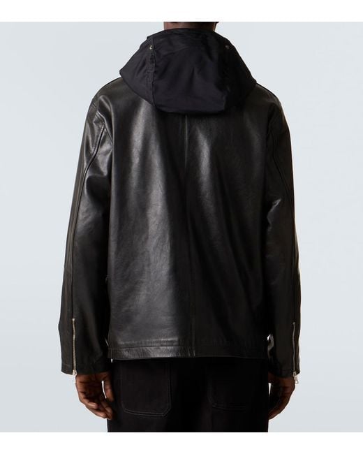 C P Company Black Lens Leather Jacket for men