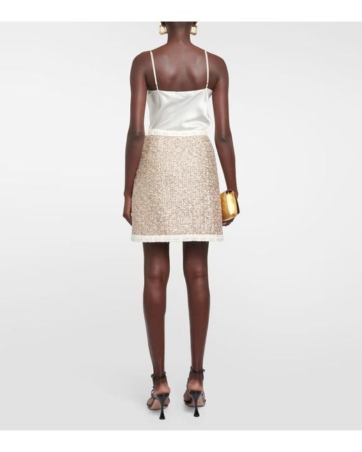 Giambattista Valli Natural High-Rise Lurex Tweed Miniskirt