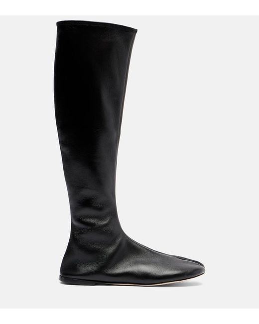 Christen Black Tabi Leather Knee-High Boots