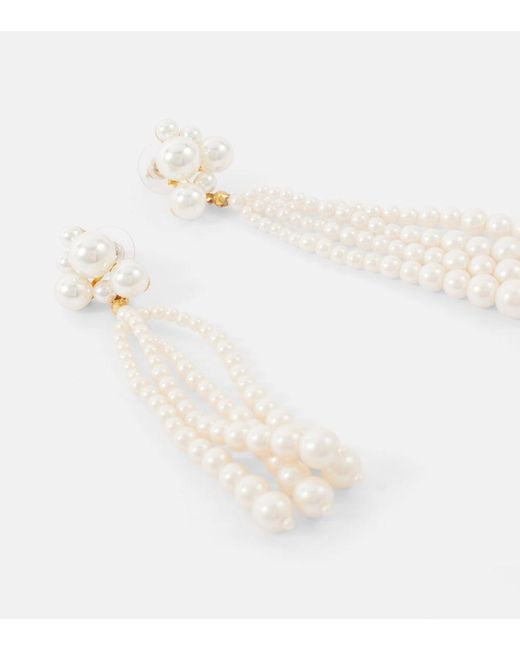 Jennifer Behr White Charlena Drop Earrings With Pearls