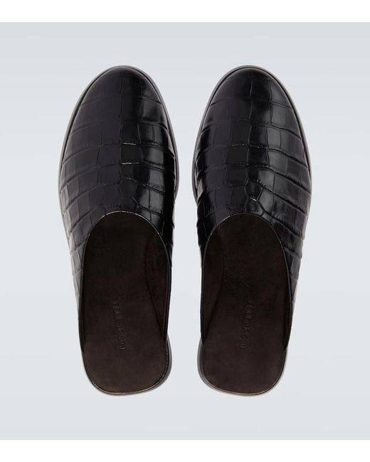 Fear Of God Black Croc-Effect Leather Mules for men