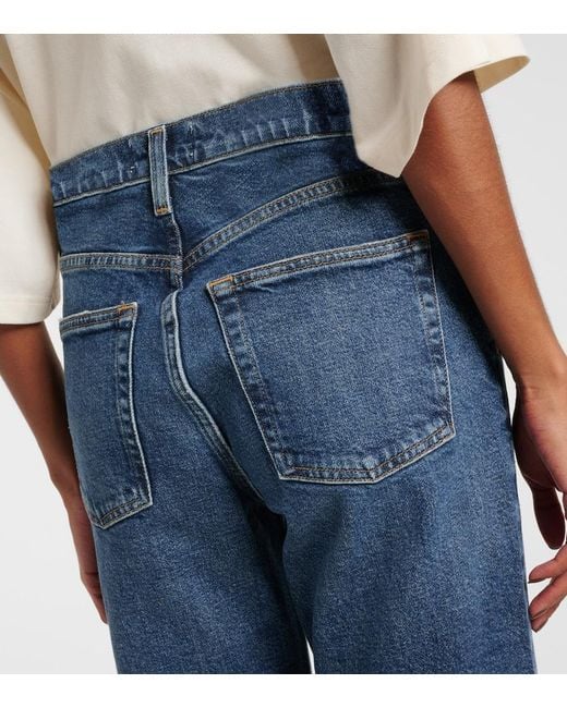 Agolde Blue Valen Mid-Rise Straight Jeans