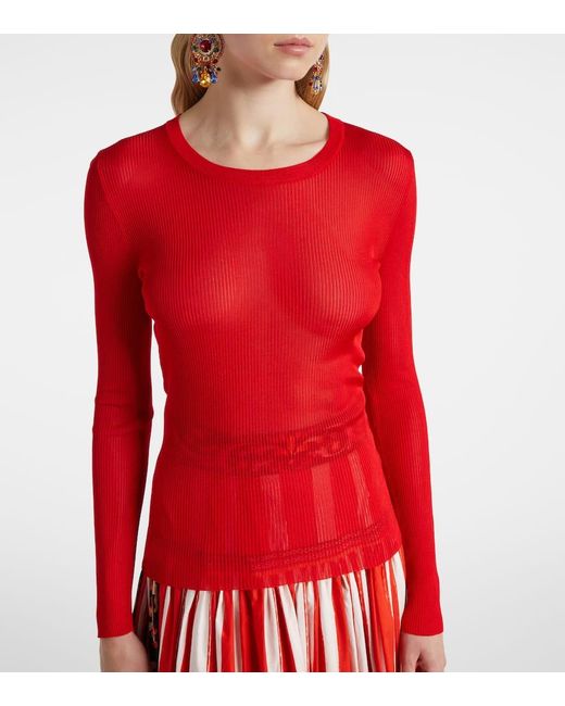 Dolce & Gabbana Red Pullover Aus Rippstrick