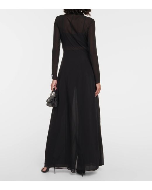 Dolce & Gabbana Black Silk Chiffon Duster Coat