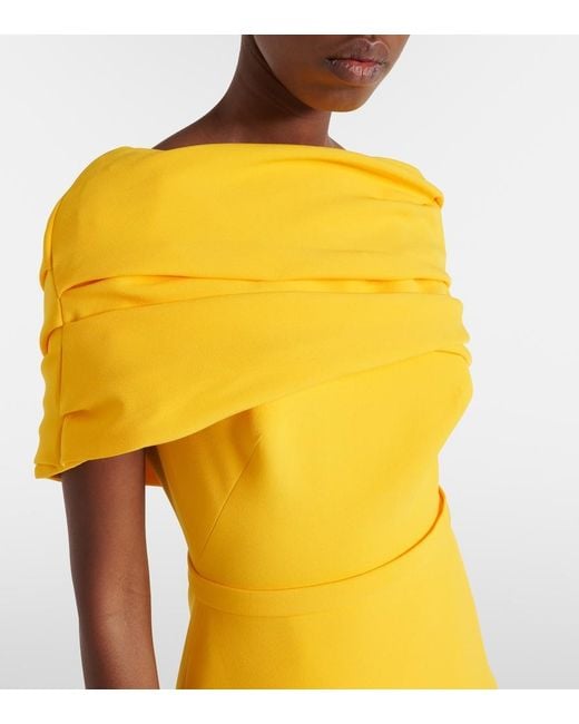 Safiyaa Yellow Loura Off-Shoulder Crepe Gown