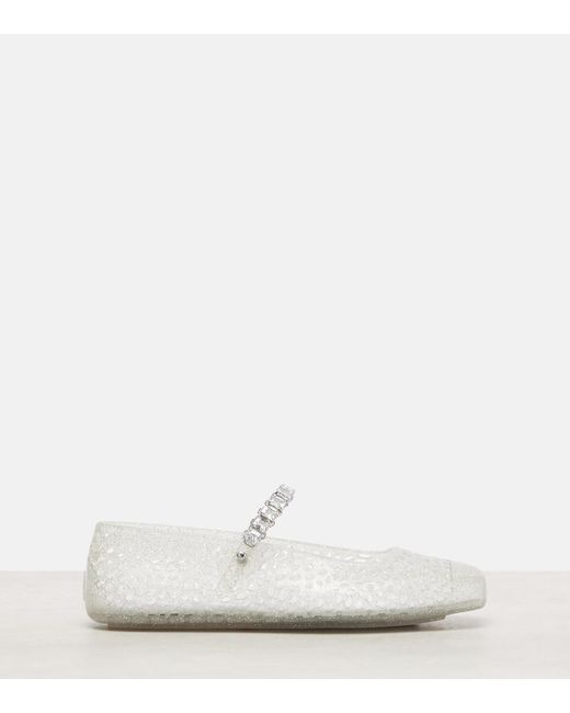 Jimmy Choo White Jelly Embellished Pu Mary Jane Flats