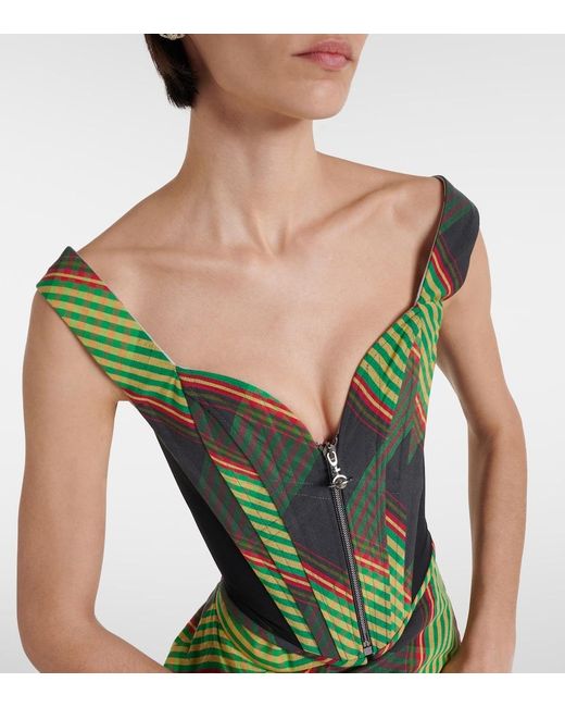 Vivienne Westwood Green Classic Tartan Cotton And Linen Corset