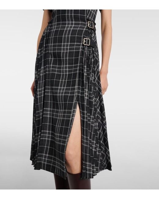 Vestido Midi Meryl A Cuadros Burberry de color Black