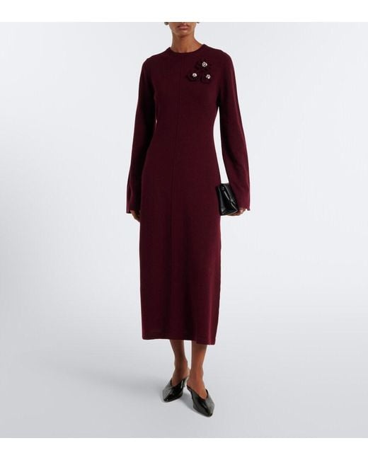 Jardin Des Orangers Red Embellished Wool And Cashmere Sweater Dress
