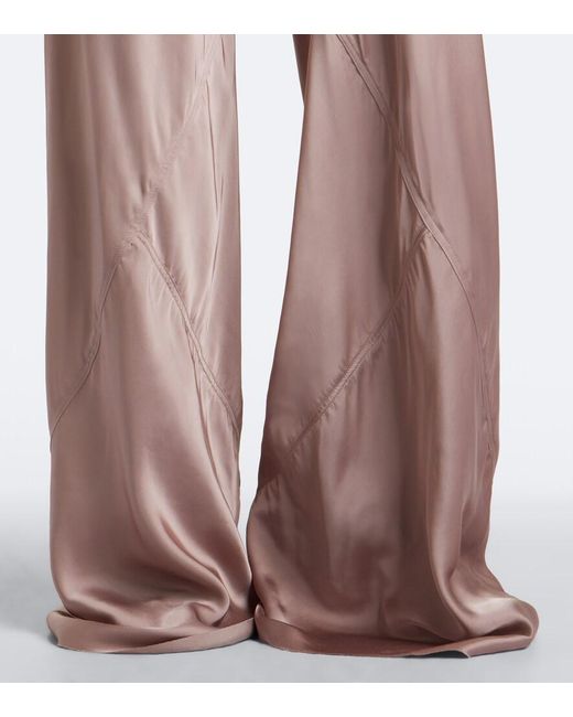 Rick Owens Pink Bias Satin Wide-Leg Pants