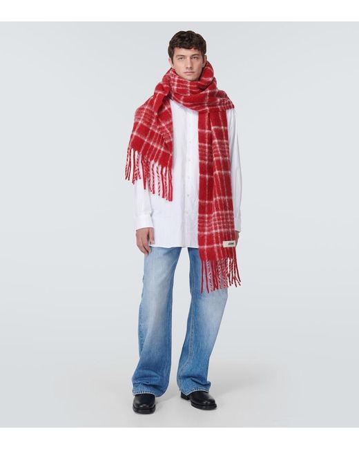 Jacquemus L'echarpe Carro Checked Wool-blend Scarf in Red for Men | Lyst