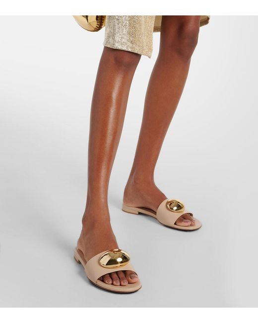 Gianvito Rossi Natural Embellished Leather Slides