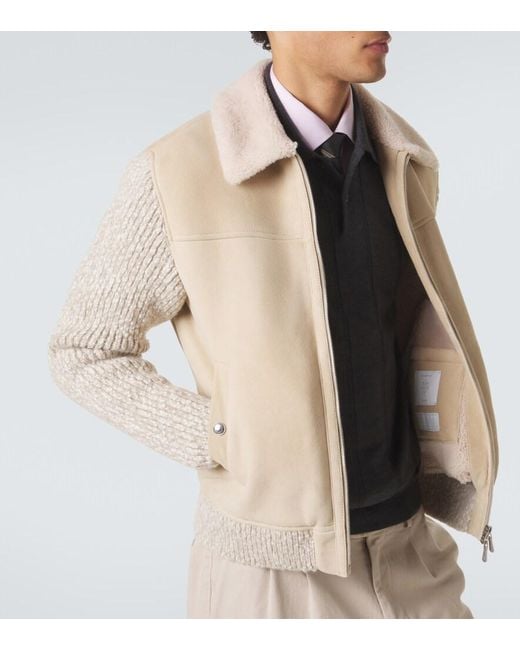 Eleventy Natural Shearling-Lined Suede Jacket for men
