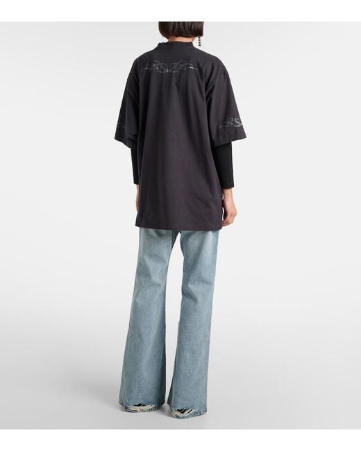 Balenciaga Black Medium Fit Printed Logo T-Shirt Clothing