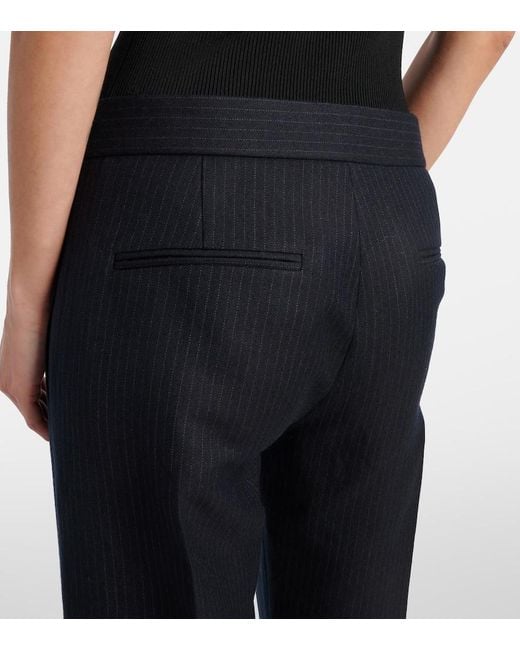 Khaite Blue Lenn Pinstripe Wool-Blend Straight Pants