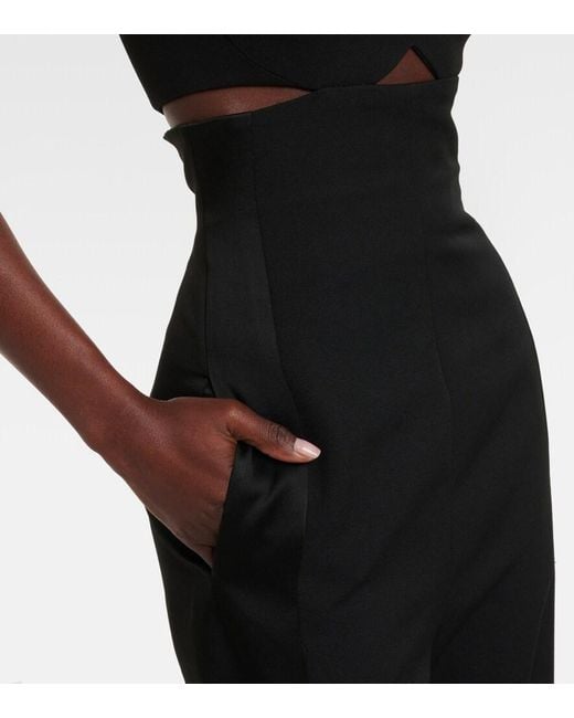 Victoria Beckham Black Cami Cutout Crepe Satin Jumpsuit