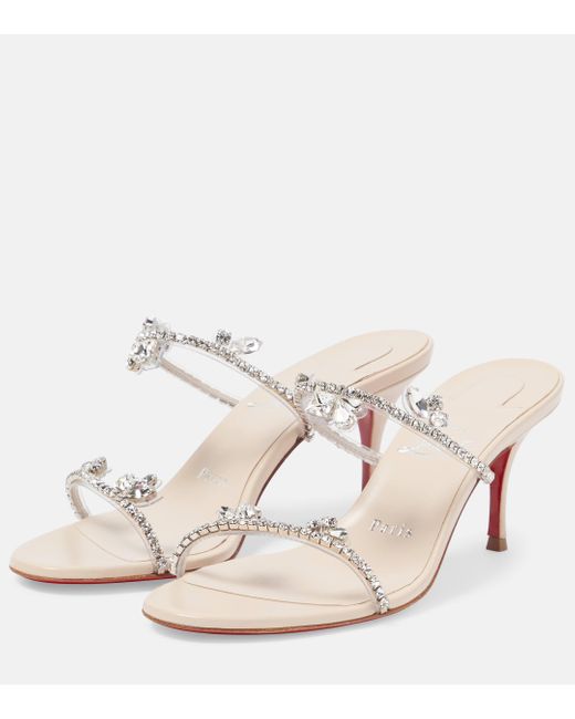 Christian Louboutin Natural Just Queen 70 Embellished Leather Mules
