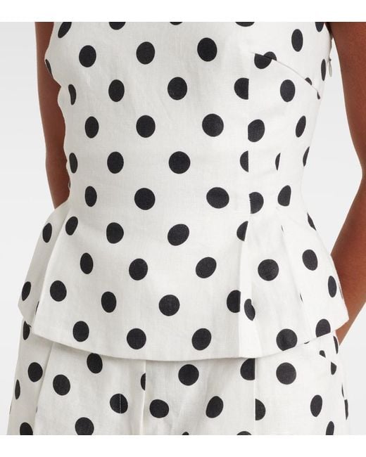 Posse White Rosalie Polka-Dot Linen Top