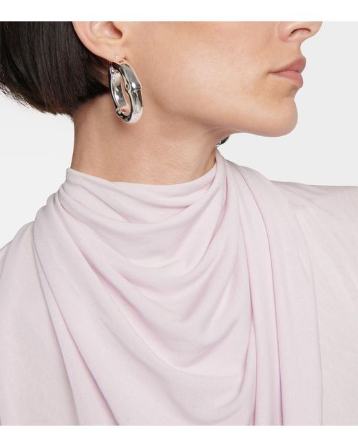 Jil Sander White Small Bamboo Hoop Earrings