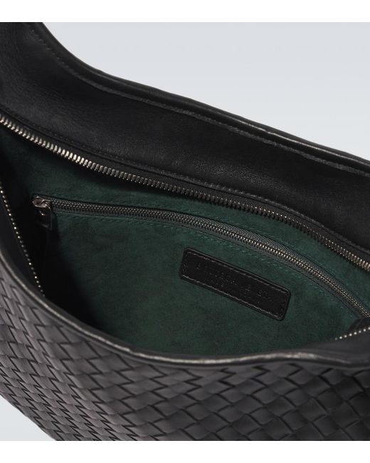 Bottega Veneta Black Veneto Intrecciato Leather Messenger Bag for men