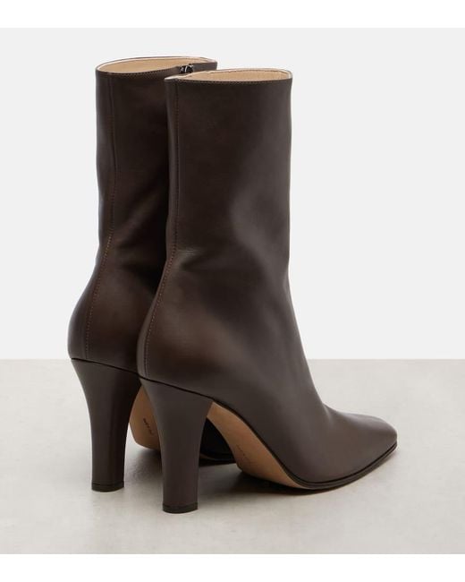 The Row Brown Mona Leather Ankle Boots
