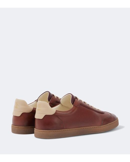 Brunello Cucinelli Brown Leather Sneakers for men