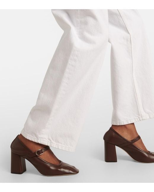 Le Monde Beryl Brown 80 Leather Mary Jane Pumps