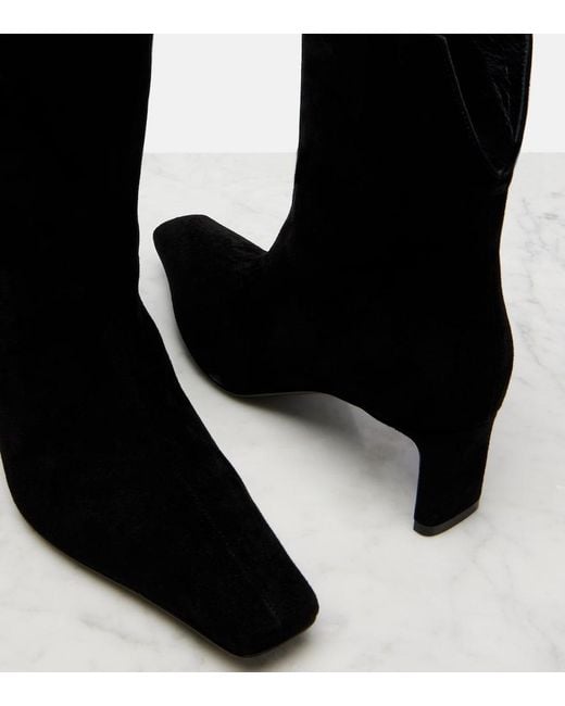 Khaite Black Ona 55 Suede Ankle Boots