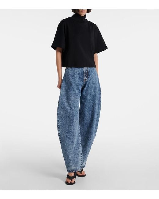 Alaïa Black High-Neck Cotton Jersey T-Shirt