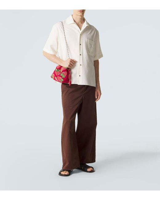 Loewe Red Paula's Ibiza Flamenco Mini Beaded Clutch for men