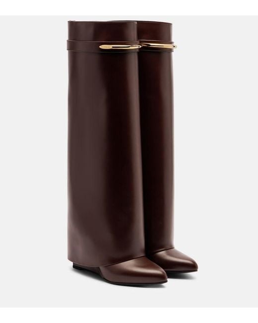 Givenchy Brown Shark 95 Leather Knee-High Boots