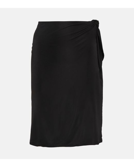 Saint Laurent Black Tie-detail Jersey Pencil Skirt