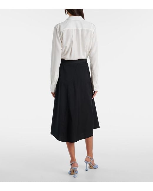 Loewe Black High-Rise Wool Midi Skirt