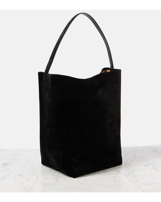 The Row Black N/S Park Large Suede Tote Bag