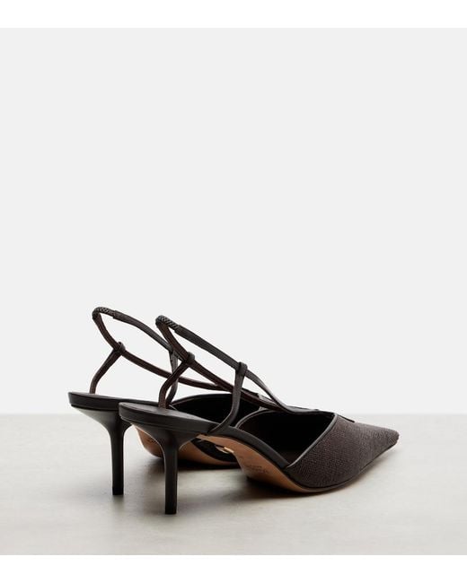 Max Mara Brown Raffia Slingback Pumps