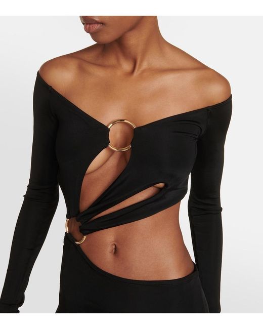 Louisa Ballou Black Cutout Jersey Maxi Dress