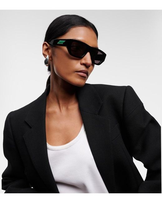 Bottega Veneta Brown Bolt Rectangular Sunglasses