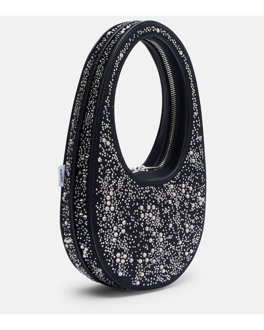 Coperni Black Swipe Crystal-Embellished Tote Bag